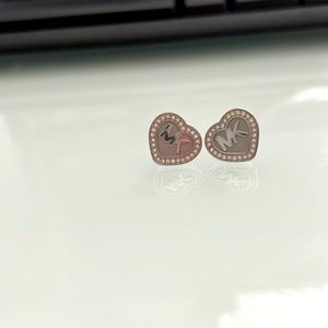 Michael Kors silver tone heart earrings